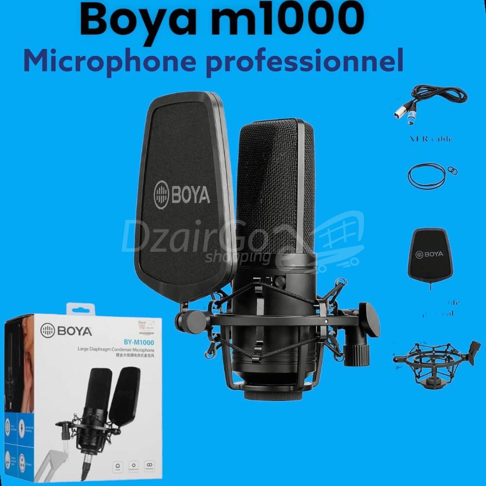 44f98536-f8a4-4ae2-8895-ee6f0d51d9bf BOYA M1000 Microphone audio Microphone à condensateur de studio à grande membrane 24V 48V Alimentation fantôme et boîtier robuste pour l'enregistrement vocal Singer Podcasting Broadcasting Video - الصورة 1