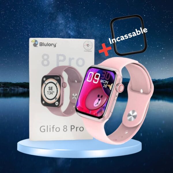 Montre connecté Blulory glifo 8 pro rose gold + incassable Ceramique