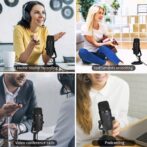 BOYA Microphone à condensateur USB BY-PM500 avec support de bureau pour streaming, podcast, YouTube Windows Mac PC et Smartphone USB-C