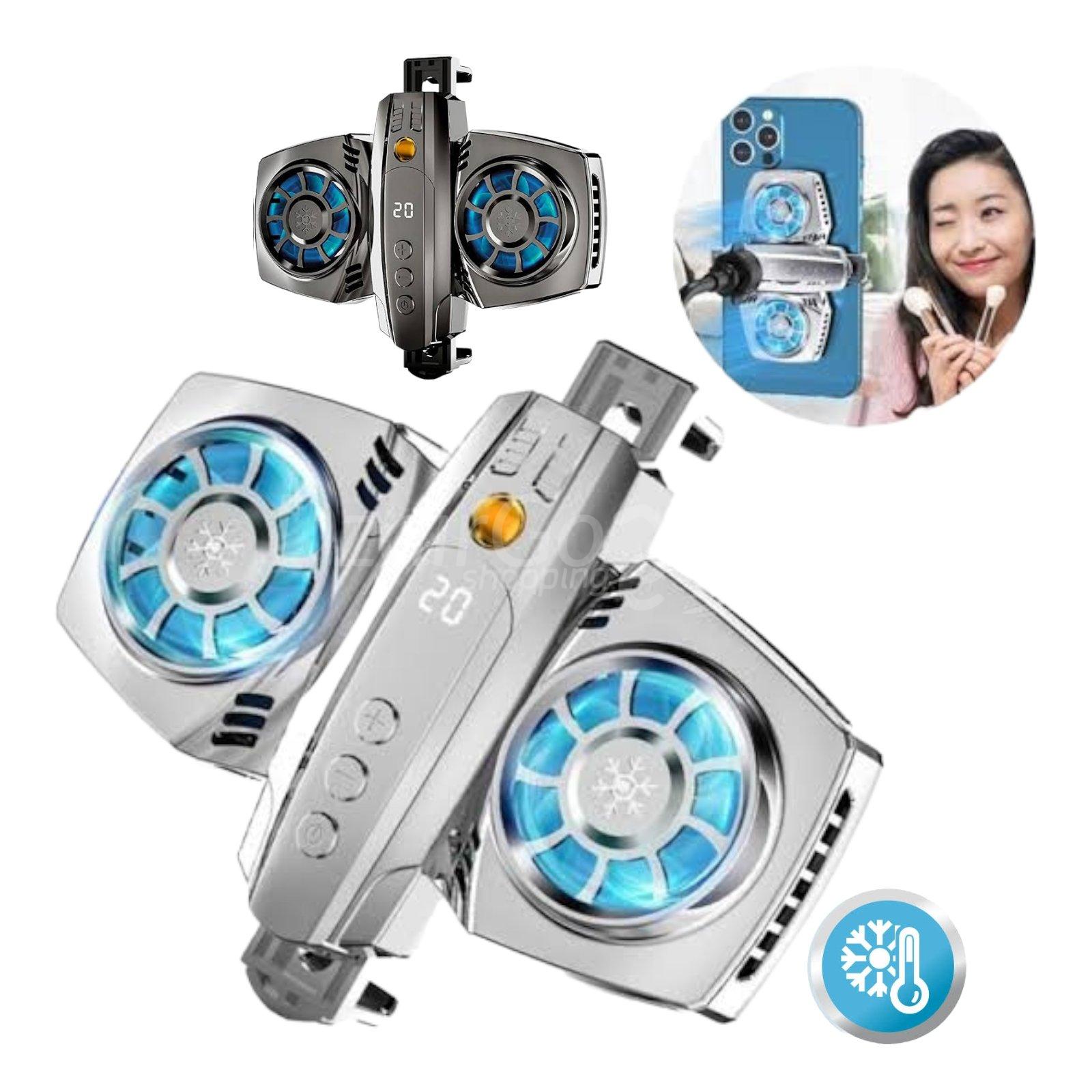 1000003482.jpg K4 téléphone portable radiateur semi-conducteur double ventilateur de refroidissement pour PUBG Mobile refroidisseur téléphone portable dissipateur de chaleur pour iphone/Sumsung/Xiaomi ect,,, – Image 1