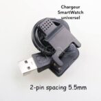 شاحن عالمي للساعة الذكية, كابل شحن USB 2 دبوس 5.5 مم. ساعة ذكية/ساعة متصلة