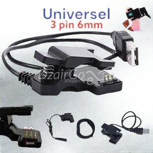 10000شاحjpgعالمي للساعة الذكية/كابل شحن USB/الساعة المتصلة Chargeur de montre intelligente universel, câble de chargement USB 3 pin espace 6mm/smartwatch /montre connectée - الصورة 1