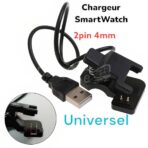 Chargeur de montre intelligente universel, câble de chargement USB 2 pin 4 mm/smartwatch /montre connectée
