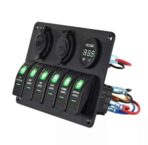 Panneau de commutation de voiture et bateau, voltmètre numérique étanche, port PD type c + USB 3.0 super fast pour touristes, sortie 12V / 24v , bascule LED BLOMarine, 6 gangs – Image 4