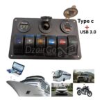 Panneau de commutation de voiture et bateau, voltmètre numérique étanche, port PD type c + USB 3.0 super fast pour touristes, sortie 12V / 24v , bascule LED BLOMarine, 6 gangs – Image 3