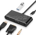 ⁦محول المحور 5EN1 من النوع إلى 4K HDMI/VGA/Auxiliary Audio 3.5/USB 3.1/PD Super Fast Macbook ipad Smartphone⁩ - الصورة ⁦5⁩