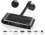 ⁦محول المحور 5EN1 من النوع إلى 4K HDMI/VGA/Auxiliary Audio 3.5/USB 3.1/PD Super Fast Macbook ipad Smartphone⁩ - الصورة ⁦4⁩