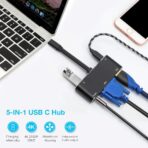 محول المحور 5EN1 من النوع إلى 4K HDMI/VGA/Auxiliary Audio 3.5/USB 3.1/PD Super Fast Macbook ipad Smartphone - الصورة 3