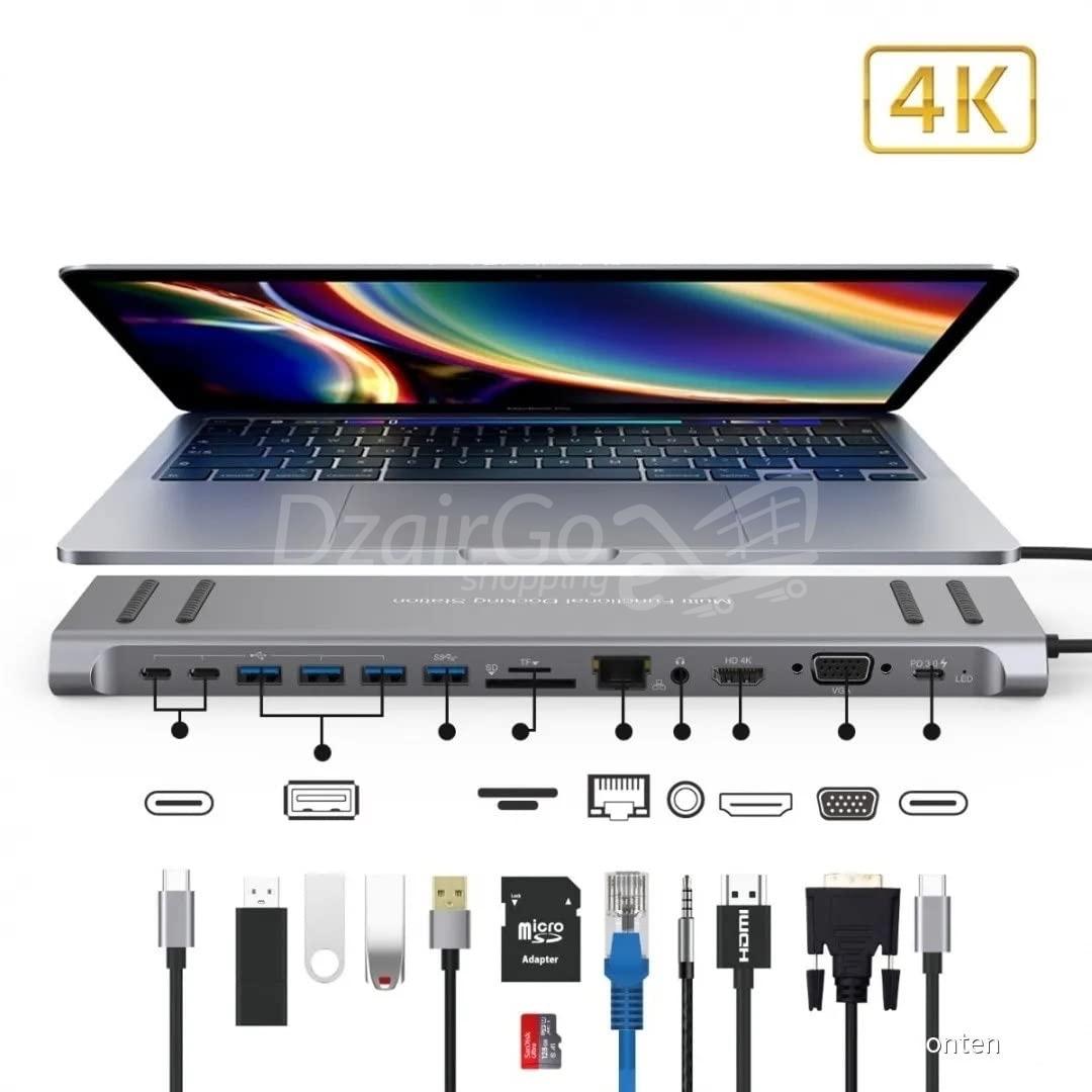 img_8462 Station d'accueil original onten adaptateur type c universelle 14en1 type c pour ordinateur portable USB C double moniteur 4K MacBook iPad - الصورة 7