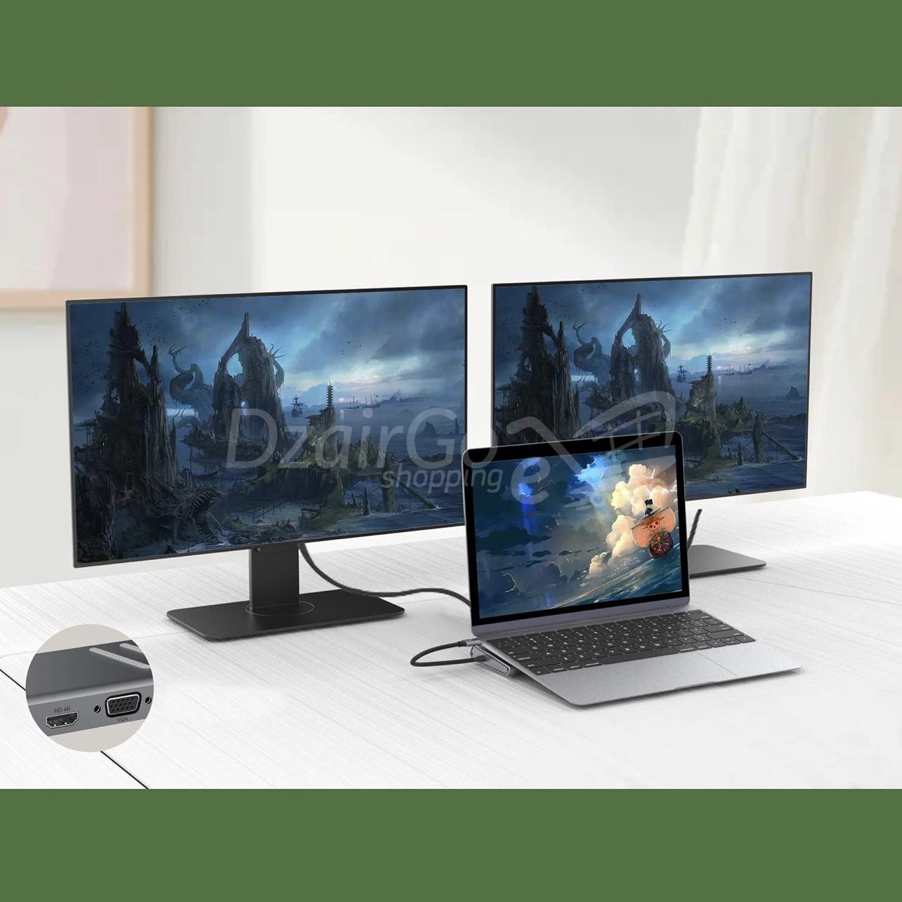 img_8465 Station d'accueil original onten adaptateur type c universelle 14en1 type c pour ordinateur portable USB C double moniteur 4K MacBook iPad - الصورة 5