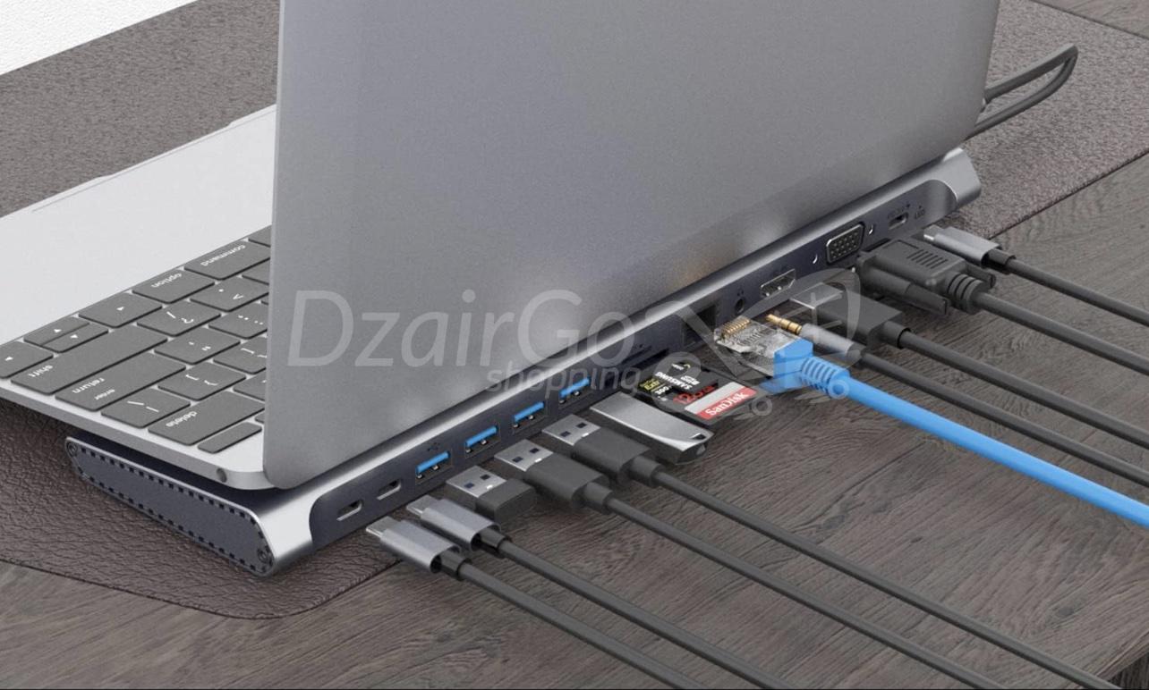 img_8466 Station d'accueil original onten adaptateur type c universelle 14en1 type c pour ordinateur portable USB C double moniteur 4K MacBook iPad - الصورة 2