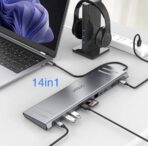 Station d'accueil original onten adaptateur type c universelle 14en1 type c pour ordinateur portable USB C double moniteur 4K MacBook iPad