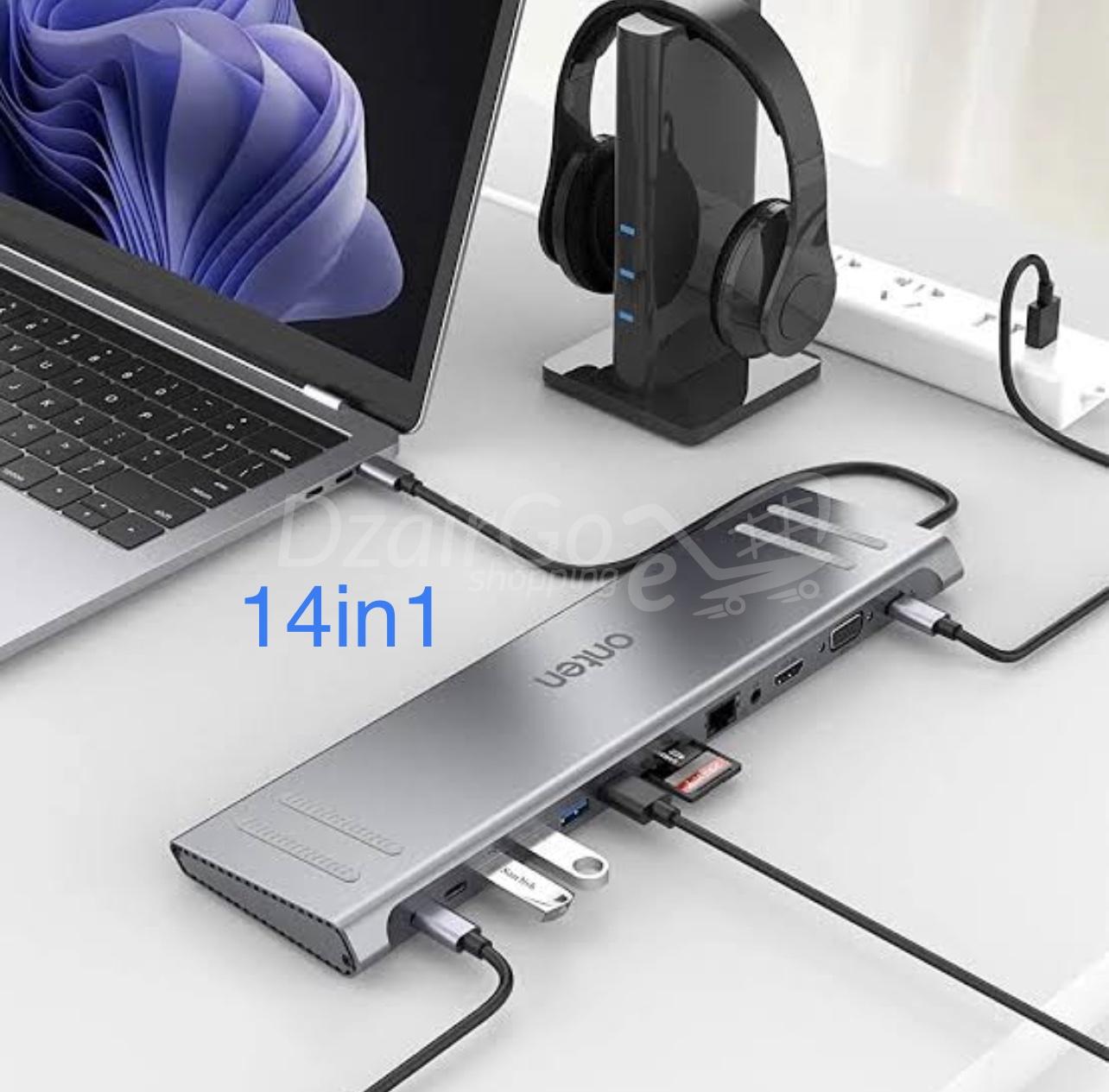 img_8469 Station d'accueil original onten adaptateur type c universelle 14en1 type c pour ordinateur portable USB C double moniteur 4K MacBook iPad - الصورة 1
