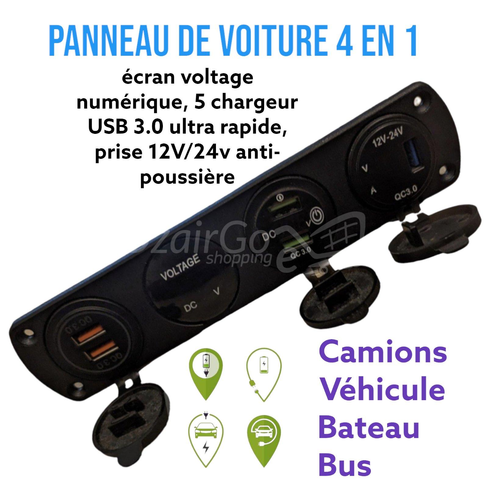 10000علاjpg السيارةمفيوعرض الجهد الرقمي/24شاحن يو اس بييع للغاية panneau de voiture 4 en 1, écran voltage numérique, 5 chargeur USB 3.0 ultra rapide, prise 12V/24v anti-poussière - الصورة 1