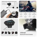 خوذة بلوتوث للدراجات النارية سماعة رأس لاسلكية FM GPS وجهين - الصورة 2