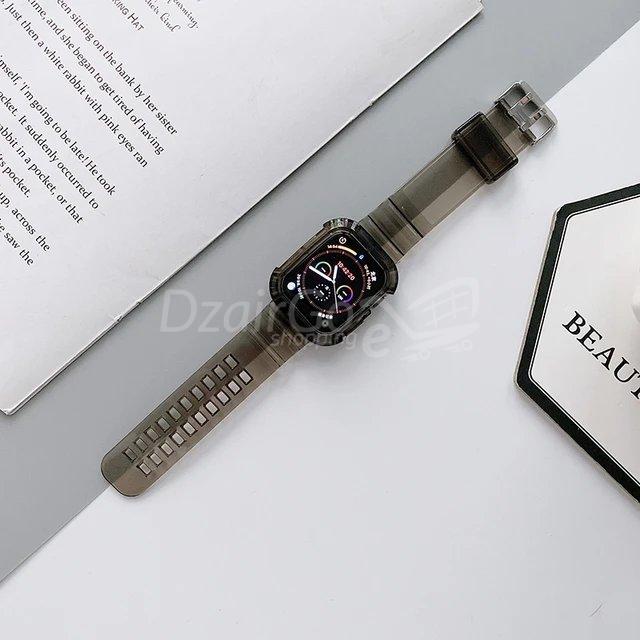 1000006873.jpg bracelet appel watch silicone transparent noire. smartwatch /montre connectée – Image 4