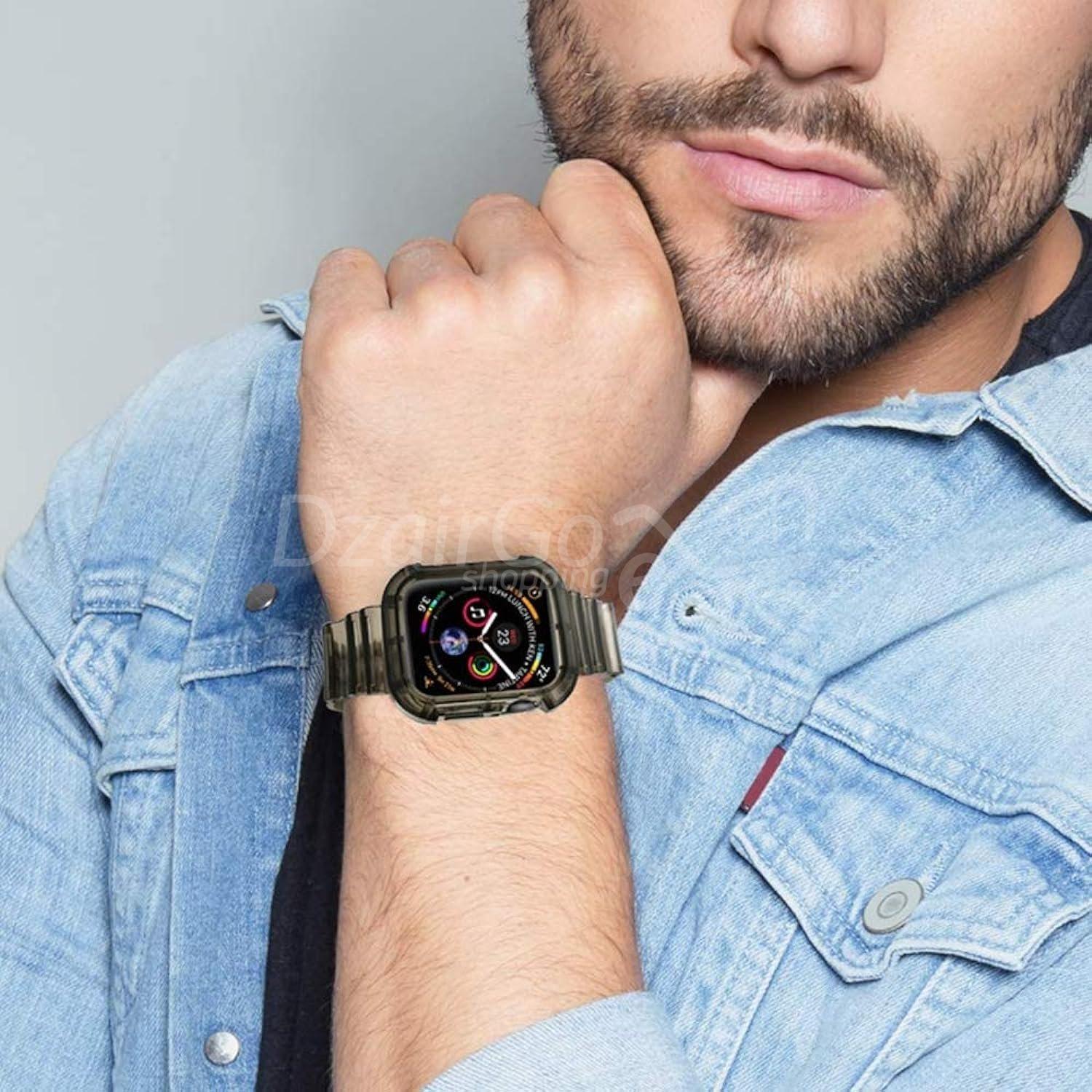 1000006887.jpg bracelet appel watch silicone transparent noire. smartwatch /montre connectée – Image 5