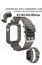 bracelet appel watch silicone transparent noire. smartwatch /montre connectée