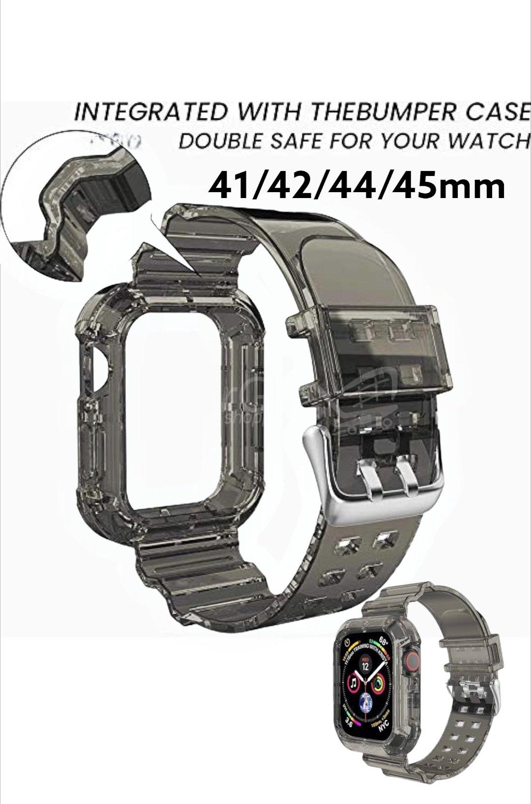 1000006889.jpg bracelet appel watch silicone transparent noire. smartwatch /montre connectée – Image 1