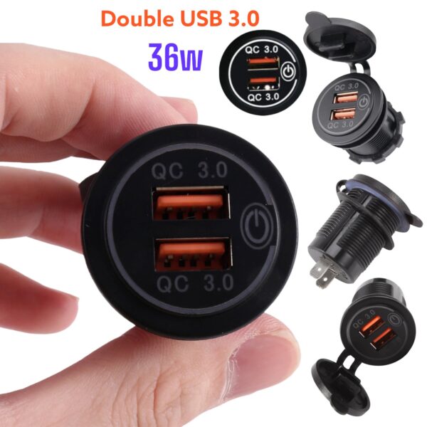Chargeur auto intégré double USB 12V 36W Quick Charge 3.0,