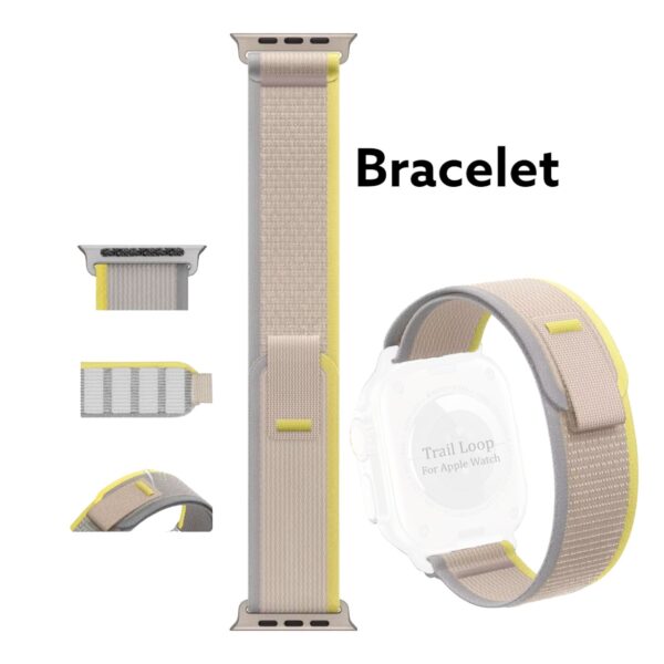 حزام الساعة لساعة ابل واتش الترا , 44مم 45 مم 42 مم, 49ملم رمادي/أصفر/ساعة ذكية/ساعة متصلة