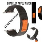 Bracelet de montre pour Apple Watch ultra , 44mm 45mm 42mm, 49mm noire/orange/smartwatch /montre connectée