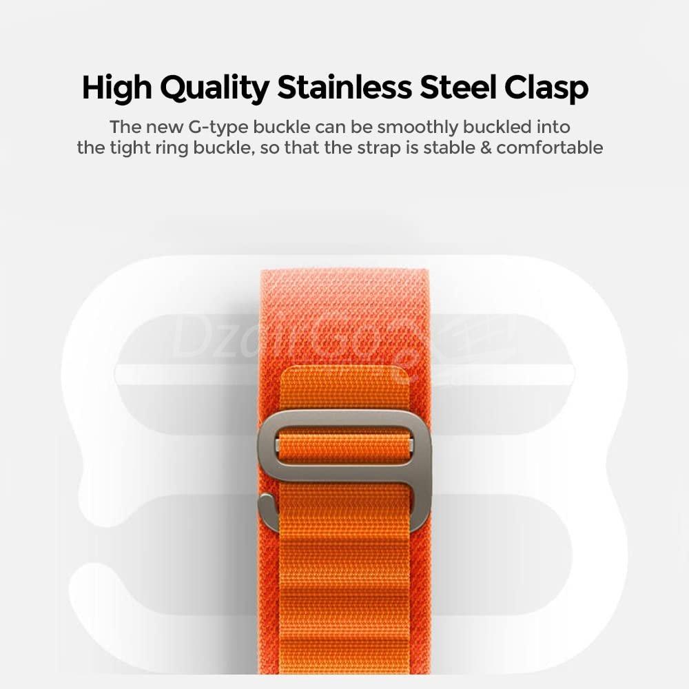 1000007422.jpg Bracelet boucle Alpine pour Apple Watch, en tissu et Nylon, confortable, pour IWatch Ultra 42MM/44MM/45MM/49MM série 7 6 5 3 Se 8 2022 orange/smartwatch /montre connectée – Image 4