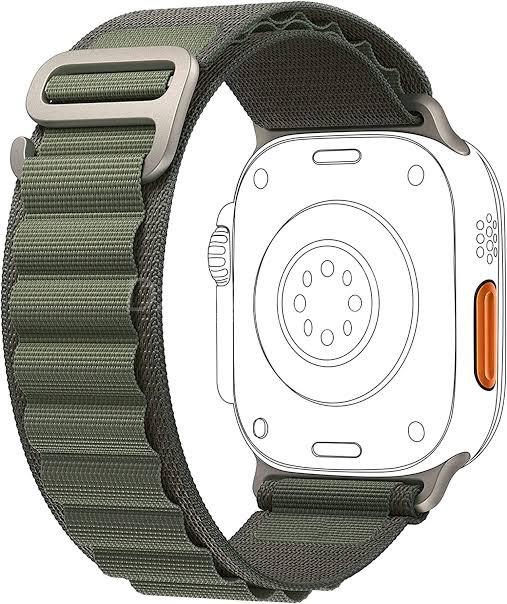 1000007429.jpg Bracelet boucle Alpine pour Apple Watch, en tissu et Nylon, confortable, pour IWatch Ultra 42MM/44MM/45MM/49MM série 7 6 5 3 Se 8 2022 vert foncé/smartwatch /montre connectée – Image 5