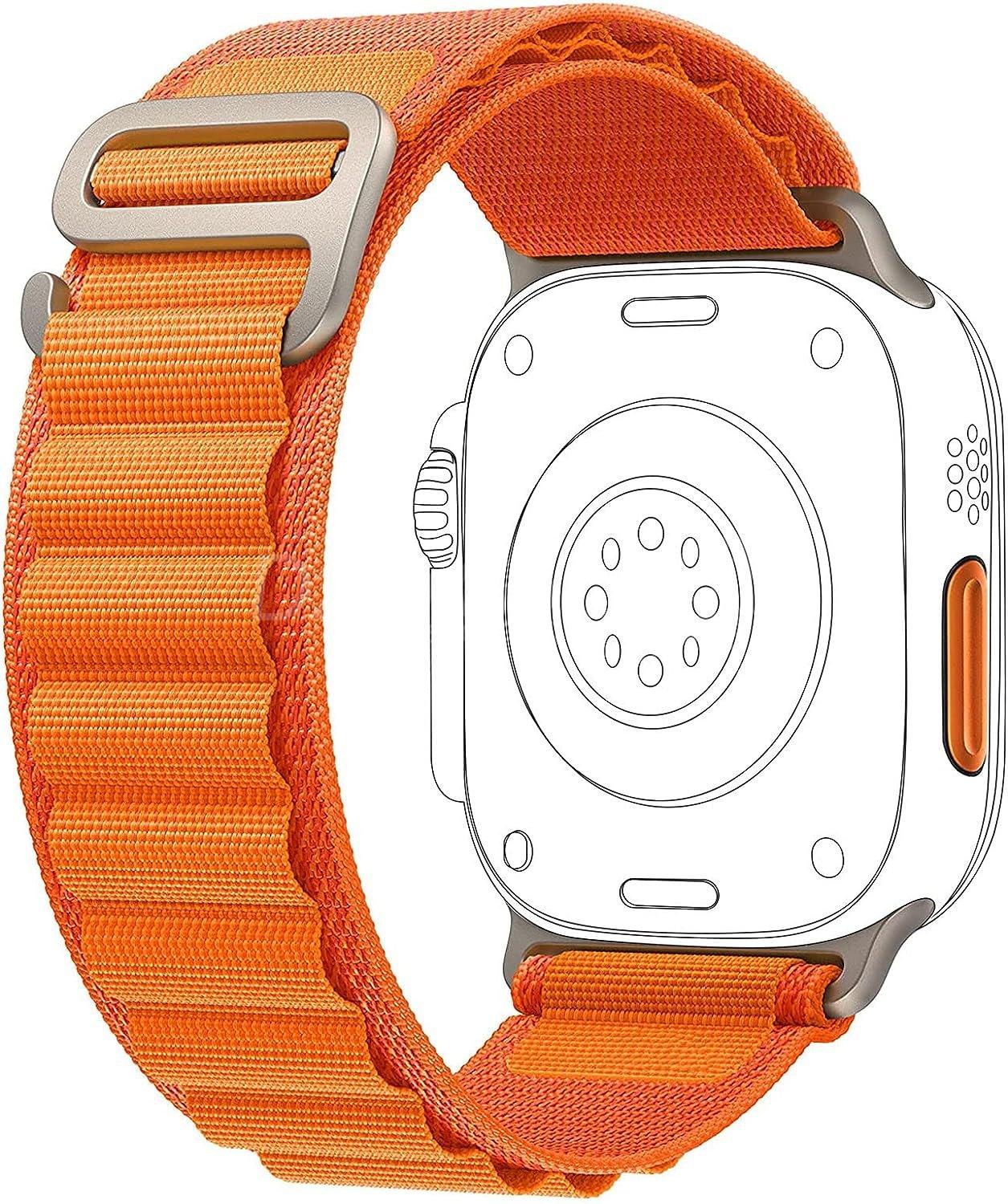 1000007430.jpg Bracelet boucle Alpine pour Apple Watch, en tissu et Nylon, confortable, pour IWatch Ultra 42MM/44MM/45MM/49MM série 7 6 5 3 Se 8 2022 orange/smartwatch /montre connectée – Image 5