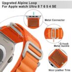 Bracelet boucle Alpine pour Apple Watch, en tissu et Nylon, confortable, pour IWatch Ultra 42MM/44MM/45MM/49MM série 7 6 5 3 Se 8 2022 orange/smartwatch /montre connectée – Image 3