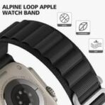 Bracelet boucle Alpine pour Apple Watch, en tissu et Nylon, confortable, pour IWatch Ultra 42MM/44MM/45MM/49MM série 7 6 5 3 Se 8 2022 noir/smartwatch /montre connectée – Image 2