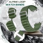Bracelet boucle Alpine pour Apple Watch, en tissu et Nylon, confortable, pour IWatch Ultra 42MM/44MM/45MM/49MM série 7 6 5 3 Se 8 2022 vert foncé/smartwatch /montre connectée