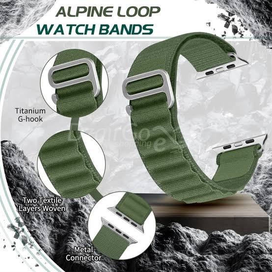 Bracelet boucle Alpine pour Apple Watch, en tissu et Nylon, confortable, pour IWatch Ultra 42MM/44MM/45MM/49MM série 7 6 5 3 Se 8 2022 vert foncé/smartwatch /montre connectée