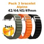 الترويجي للحزمة 3 سوار بإبزيم من نسيج جبال الألب 3 لون عصري للغاية 2023 42مم / 44مم / 45 مم / 49 مم ساعة أبل الترا. ساعة ذكية/ساعة متصلة
