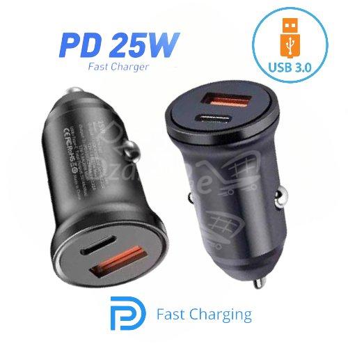 1000007512.jpg Chargeur Auto – 25W double port usb type c et usb A – Image 1