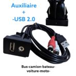 Chargeur auto intégré ,Câble auxiliaire USB vers 3. kit de Connexion de câble d'extension USB,5 mm, câble Adaptateur USB AUX stéréo Femelle vers 2 RCA mâle pour Voiture, Bateau, Moto, Câble USB AUX Adaptateur stéréo – Image 2