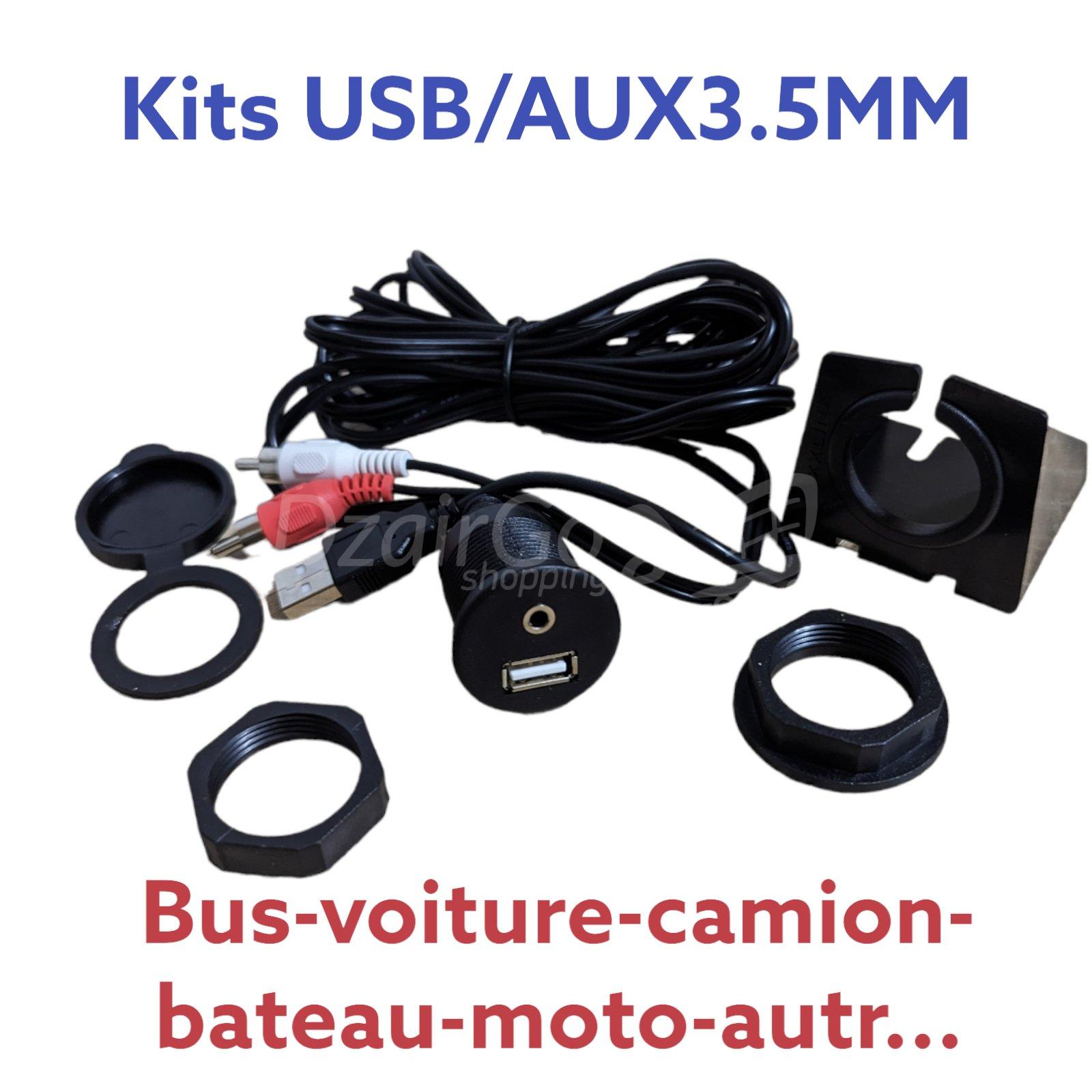 1000007898.jpg Chargeur auto intégré,boutons auto Passe Cloison USB-A Mâle / RCA Mâle vers USB-A Femelle / Jack 3.5mm Femelle 1m – Image 2