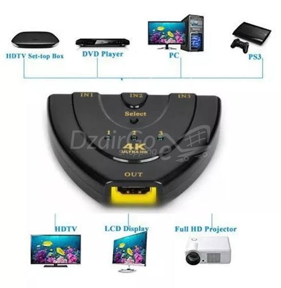 10000مقسjpgتبديل HDMI Répartiteur HDMI Switch Splitter 3 Port HDTV 1080P / 4k - الصورة 1