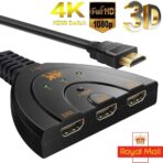 3 منفذ HDMI التبديل,موزع محول HDMI عالي الدقة 1080P 3 الى 1 مرن 3 × الإدخالات 1 x نوع Dolby True HD Audio للتلفزيون - الصورة 3