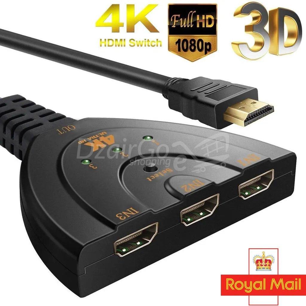 1000008972.jpg 3 Port HDMI Switch,Full HD 1080P HDMI Commutateur Distributeur 3 à 1 Flexible 3 x Entrées 1 x Sortie Dolby True HD Audio pour TV – Image 1