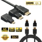 Adaptateur HDMI vers HDMI / Mini Hdmi / Micro HDMI de 1,5 m Kit de câble HD pour tablette PC TV
