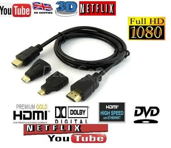 1000008975.jpg Adaptateur HDMI vers HDMI / Mini Hdmi / Micro HDMI de 1,5 m Kit de câble HD pour tablette PC TV – Image 2