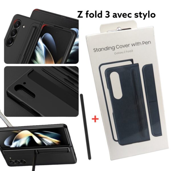 Étui de protection pour Galaxy Z Fold 3 avec S Pen et support pour S Pen pour Samsung Galaxy Fold Edition