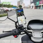 Support de téléphone portable en alliage métallique pour rétroviseur de moto et velo à 360 ° très solide – Image 9