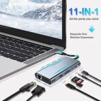 HUB USB C, adaptateur USB C, dongle 11 en 1 avec HDMI 4K, MacBook – Image 2