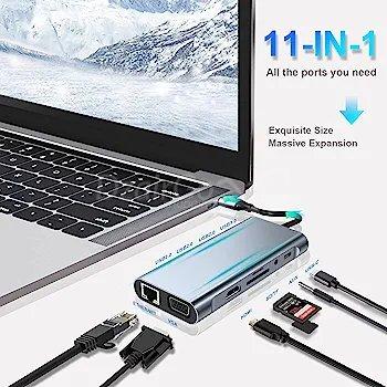 1000010365.jpg HUB USB C, adaptateur USB C, dongle 11 en 1 avec HDMI 4K, MacBook – Image 2