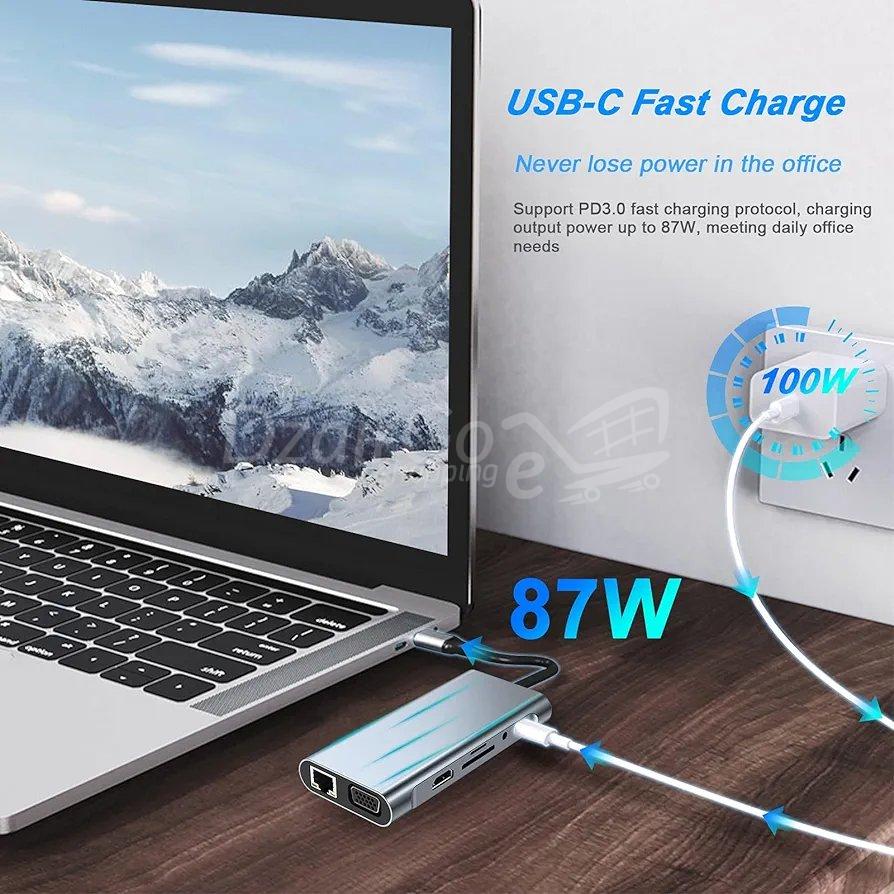 1000010366.jpg HUB USB C, adaptateur USB C, dongle 11 en 1 avec HDMI 4K, MacBook – Image 4