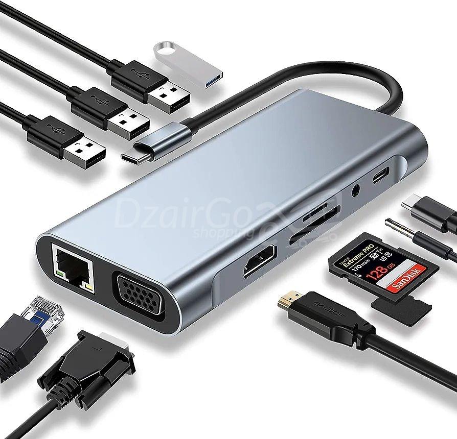 1000010367.jpg HUB USB C, adaptateur USB C, dongle 11 en 1 avec HDMI 4K, MacBook – Image 3