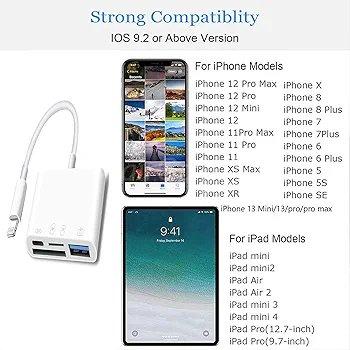 10000محوjpgLightning لأجهزة iPhone/ipad من Lightning إلى قارئ بطاقات SD وUSB Adaptateur Lightning iPhone/ipad Lecteur de carte Lightning vers SD et USB 4 en 1 - الصورة 2