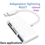 Adaptateur Lightning iPhone/ipad Lecteur de carte Lightning vers SD et USB 4 en 1